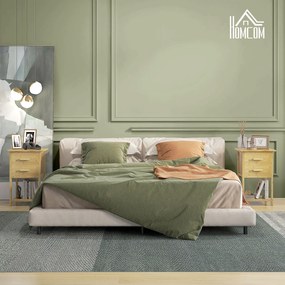 HOMCOM Szafka nocna, zestaw 2 sztuk, design skandynawski, z bambusa, 2 szuflady i półka, 40x34x60cm