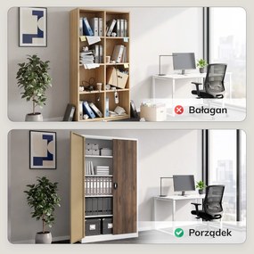 Szafa biurowa metalowa na akta biała / orzech: Eco Design JAN II, 1150 x 1850 x 400 mm