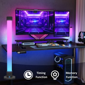 HOMCOM Zestaw 2 lamp LED, lampka stołowa z kontrolą przez aplikację i pilota, synchronizacja z muzyką, tryby kolorów, timer, biały