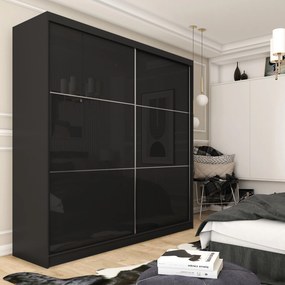 Szafa Przesuwna VITALE 200 cm Szafa Dwudrzwiowa Czarna