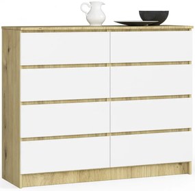 Komoda z szufladami do sypialni dąb artisan + biały - Sarleto 3X