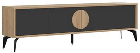 Czarna szafka pod TV w dekorze dębu 180x51 cm Vae – Marckeric