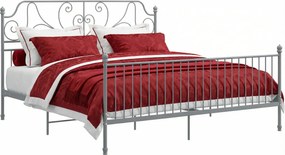 Szare metalowe łózko z zagłówkiem 180x200 cm H1-E45