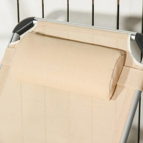 Outsunny Składany leżak beżowy, 170 x 60 x 76 cm