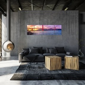 Obraz mostu z zachodem słońca (170x50 cm)