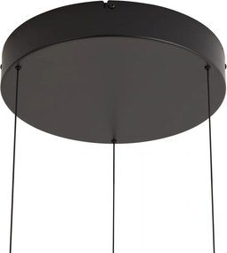 Nowoczesna lampa wisząca czarna z nadrukiem drewna orzechowego z wbudowanym LED 3-stopniowo ściemnialna Easylift - Drew