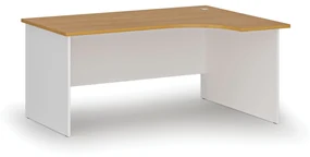 Biurko narożne PRIMO WHITE, 1600 x 1200 mm, prawe, biały/buk