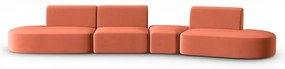 Różowa aksamitna sofa prawostronna 428 cm Paolo – Milo Casa