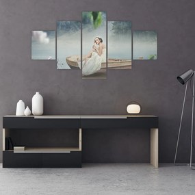 Obraz - Kobieta na łodzi (125x70 cm)