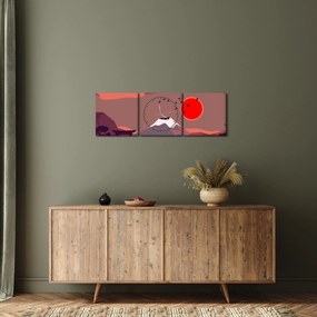 Obraz - Góry Fuji (z zegarem) (90x30 cm)