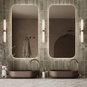 Lustro prostokątne bez ramy oszlifowane obracalne z podświetleniem LED ROUND | Różne rozmiary | Różne kolory szkła : Kolor tafli szkła - Brąz, Rozmiar - 60 x 120 cm