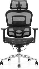 Fotel biurowy siatkowy Ergomix z zagłówkiem, zgodny z normą BHP