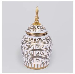 Słoik ceramiczny 28x15 cm złoty/biały
