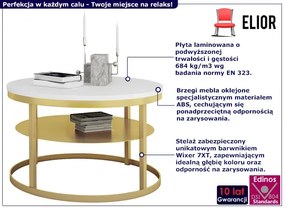 Dwupoziomowy stolik kawowy złoty + biały - Robini 3X