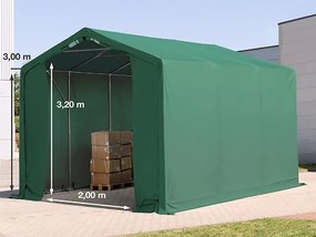 TOOLPORT 3x6m Hala namiotowa - 3,0 m wysokość ścian bocznych z bramą na zamek błyskawiczny, PRIMEtex 2300, ciemnozielony, ze statyką (podłoże gruntowe) - (93951)