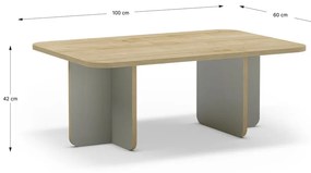 Jasnozielony/w naturalnym kolorze stolik z blatem w dekorze dębu 56x100 cm Hillary – Marckeric