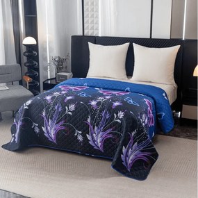 Narzuta na łóżko VIOLET BUTTERFLY, ciemnoniebieska Rozmiar: 170 x 210 cm
