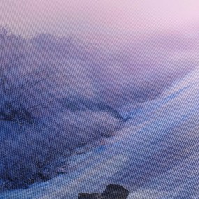 Obraz - Zamarznięta rzeka (z zegarem) (90x30 cm)