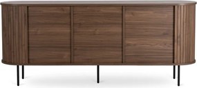 Komoda do Salonu Rozsuwana TRISH 180 cm Orzech Dwudrzwiowa Ryflowana Nowoczesna