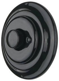 Bohemia-Design - Porcelanowy retro ściemniacz obrotowy z ramką 250V/10A czarny