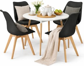 Biały stół + 4 nowoczesne czarne krzesła K6-S74