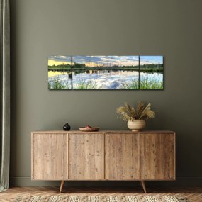 Obraz jeziora z trzcinami (170x50 cm)