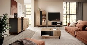 Zestaw mebli do salonu dąb artisan + antracyt F1-H14