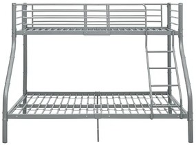 Szare Metalowe Wspólne Łóżko Piętrowe Dla Rodzeństwa 140X200 Cm/90X200 Cm Puso 3X