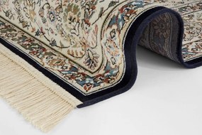 Dywan elegancki Naveh orientalny z frędzlami Medalion Granatowo-Kremowy 160 cm x 230 cm