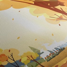 Obraz - Jesienny krajobraz, ilustracja (z zegarem) (90x30 cm)