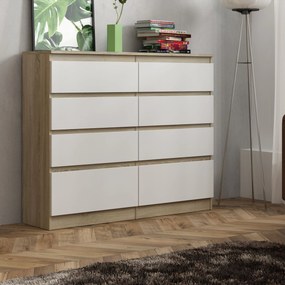 Komoda ADRIANO 120 cm do Salonu Sypialni 8 Szuflad Dąb sonoma
