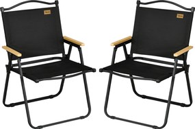 Outsunny Krzesła kempingowe, 2 szt., Składane, ze Stalą, Czarne