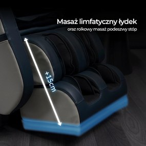 Fotel Masujący ZX ULTRA PRO MAX Wypoczynkowy Relaksacyjny Granatowy Ekoskóra Nowoczesny