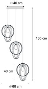 Lampa Wisząca Design Czarna Okrągła 3-Światła - InduDesignerski Oswietlenie wewnetrzne