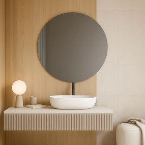 Lustro okrągłe wiszące bezramowe oszlifowane bez oświetlenia MOON | Różne rozmiary | Różne kolory szkła : Kolor - Grafit, Średnica - 80 cm