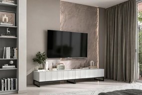 Biały ryflowany stolik pod telewizor 2 szt - Filo 12X