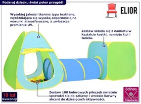 Kolorowy 3 częściowy namiot do zabawy z kulkami T6-C13