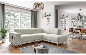 Beżowy rozkładany/ze schowkiem narożnik (prawostronny/w kształcie litery L) Classy Sophie – Miuform