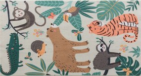 HOMCOM Dywan fleece z dżunglowym wzorem, łatwy w pielęgnacji, Kremowy+Wielokolorowy