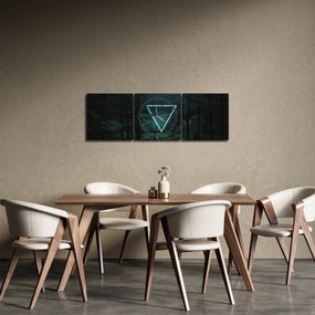 Obraz - Neonowy trójkąt w dżungli (z zegarem) (90x30 cm)