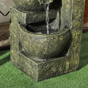 Outsunny Fontanna Ogrodowa Wodna Fontanna, regulacja prędkości, 25 x 24 x 60 cm, Czarny