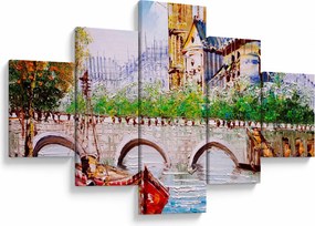 Obraz - Obraz olejny przedstawiający miasto (125x70 cm)