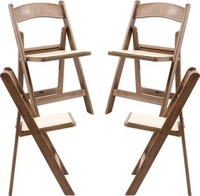 Pakiet 4 skadanych krzese Gala z poduszk z efektem drewna