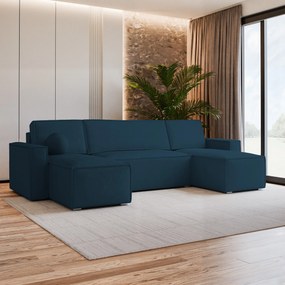 Masseno Narożnik PESANO z funkcją spania i pojemnikiem na pościel Narozniki U, Rozkładana sofa - Niebieski, MONOLITH 77