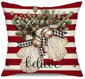 Świąteczna poszewka na poduszkę BELIEVE 45x45 cm, czerwona