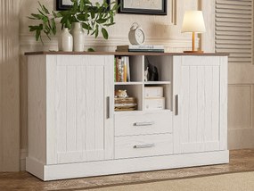 Bufet klasyczny - z 2 drzwiami, 2 szufladami, 4 przegrodami - Biały
