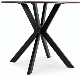 Stół Okrągły LAUREN 80 cm Orzech/Czarny Loft Nowoczesny