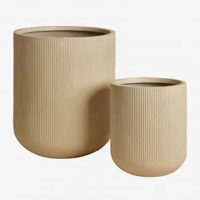 Zestaw 2 Donic Ø45 Cm / Ø30 Cm Z Polipietry Raiden Kremowa Tapioca - Sklum