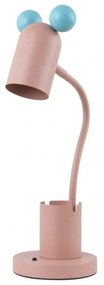 Jasnoniebiesko-różowa lampa stołowa z metalowym kloszem (wysokość 50 cm) Mouse – GTV