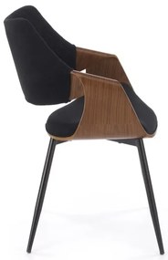 Krzesło tapicerowane K586 VELVET czarne/orzech HALMAR